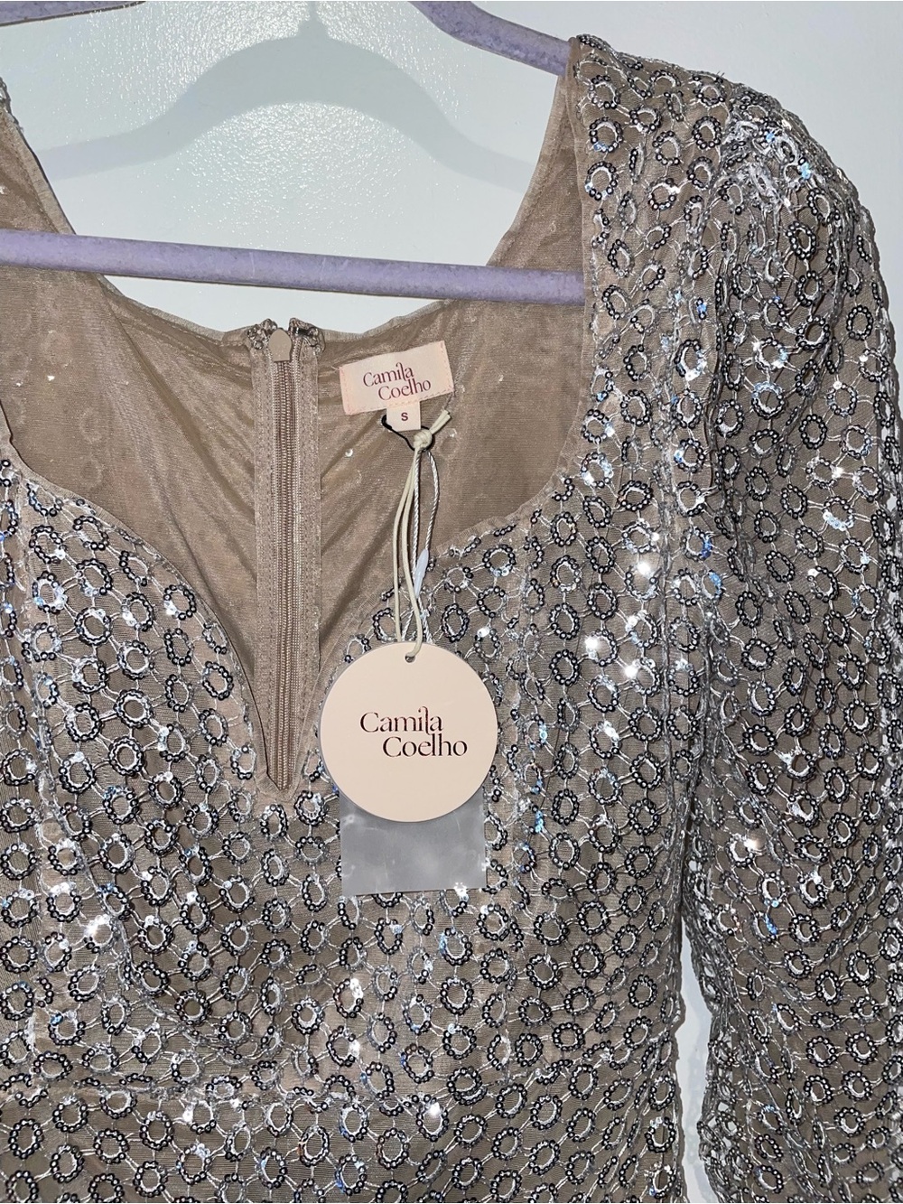 New! Camila Coelho Thalia Sequin Embellished Mini Dress 🪩 Small NWT! - Picture 7 of 12